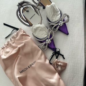 Mach & Mach Double bow PVC High Heels (100MM) Purple